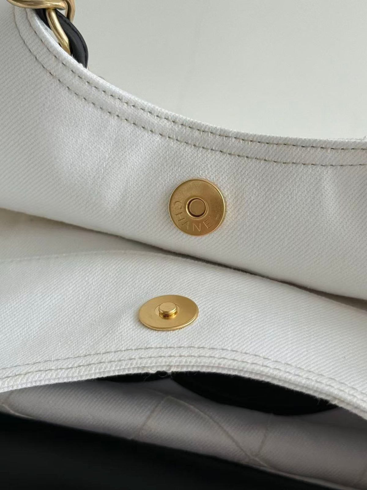Chanel 2026 Bag 43cm White Black Denim Leather