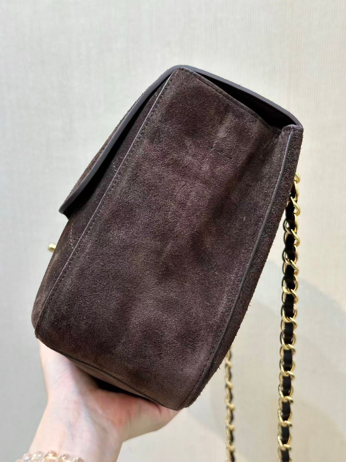 Chanel 2026 Flap Bag Dark Brown Suede Leather