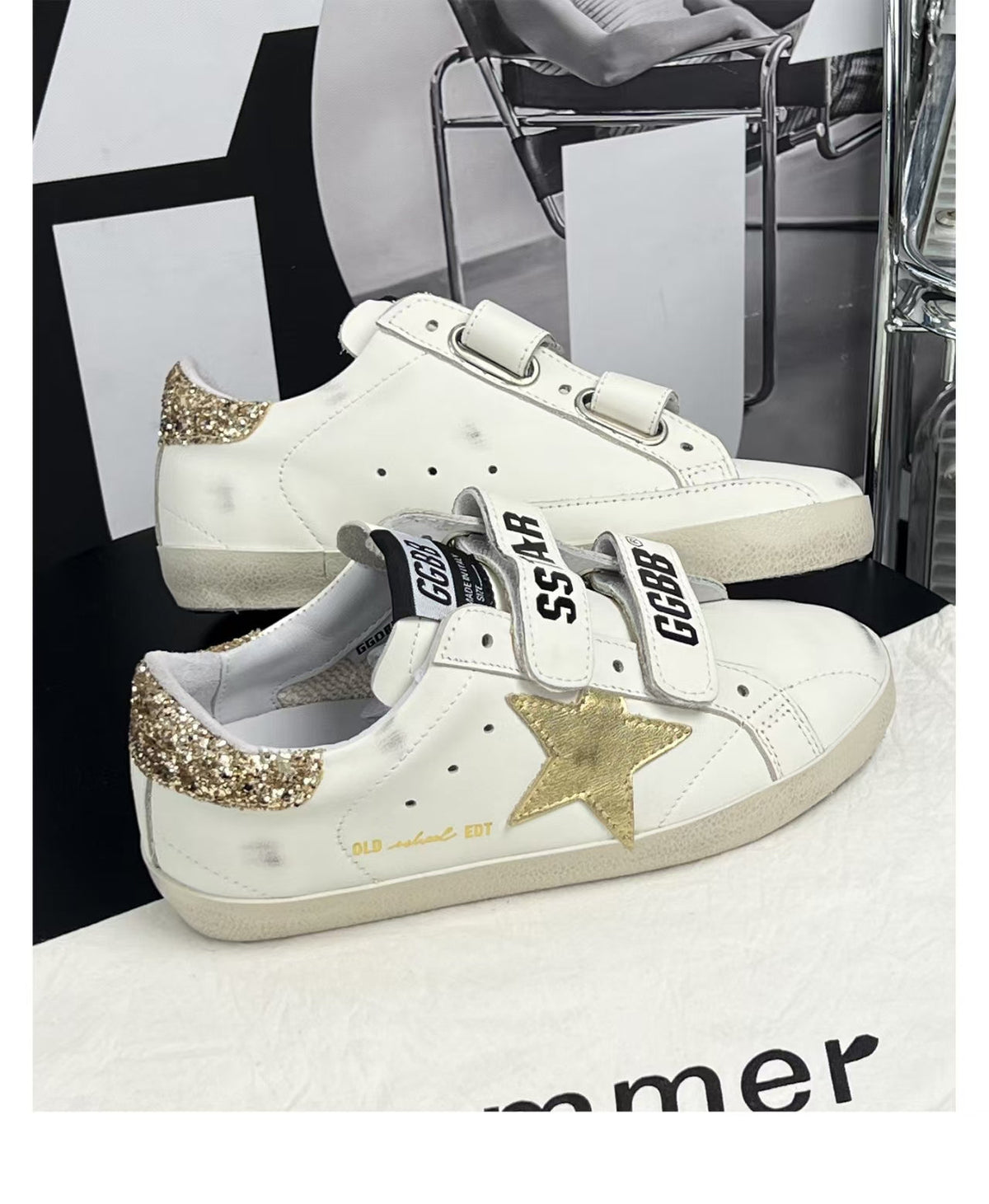 Golden Goose 2026 Old School With Gold Star Laminated Leather