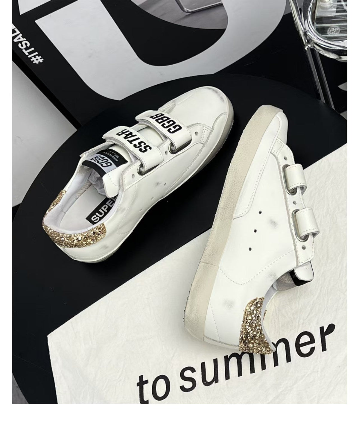 Golden Goose 2026 Old School With Gold Star Laminated Leather