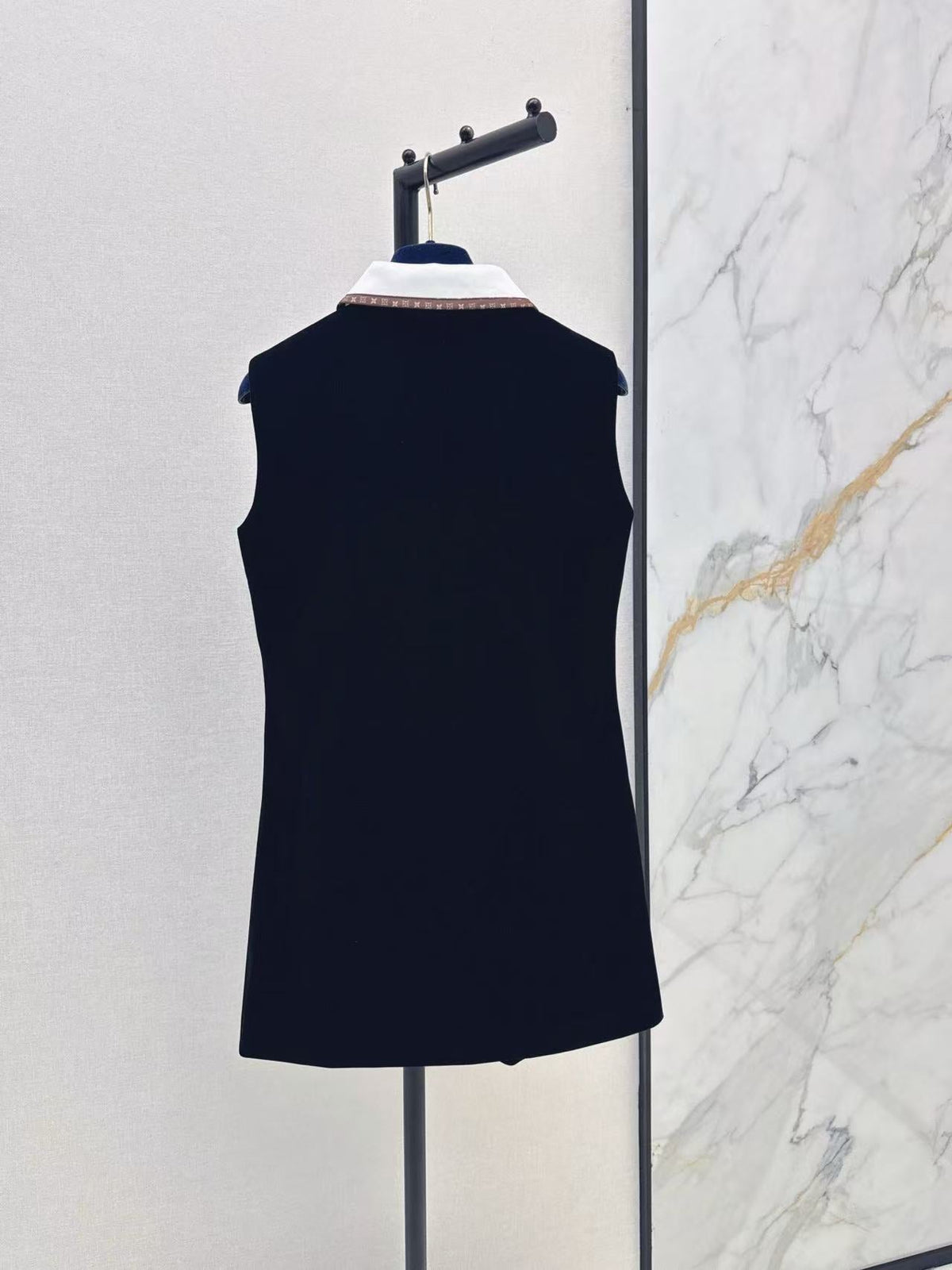 LV 2026 Monogram Bow Color-Blocked Dress Black Polyester