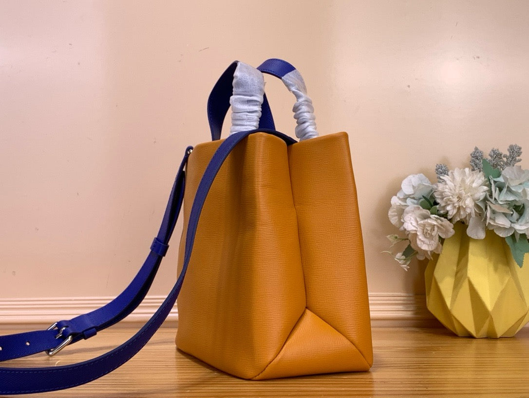 LV 2026 Mini Shopper Tote Bag 26cm Safran Yellow Cowhide