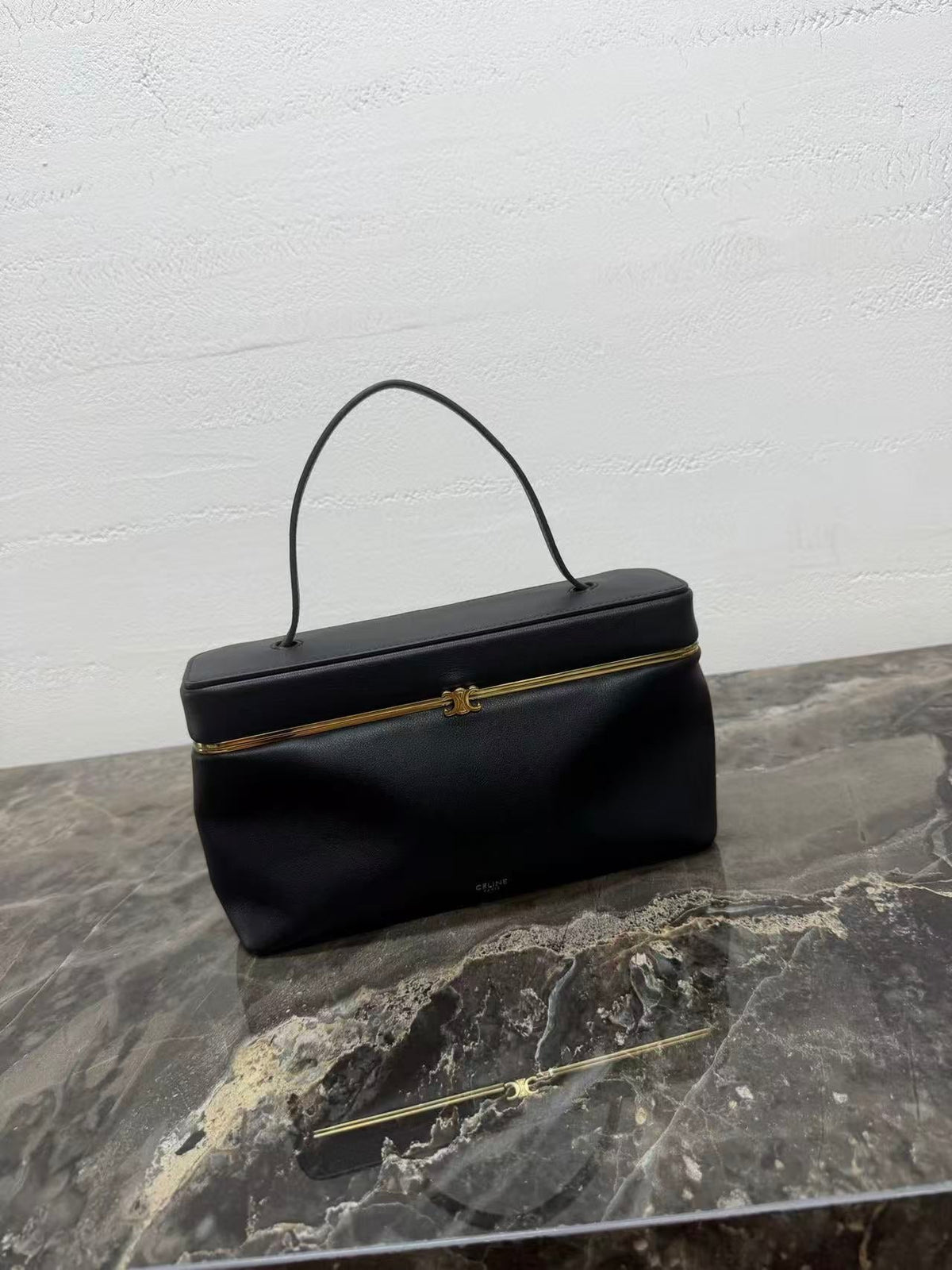 Celine 2026 Rectangle Bag 24.5cm Black Soft Calfskin