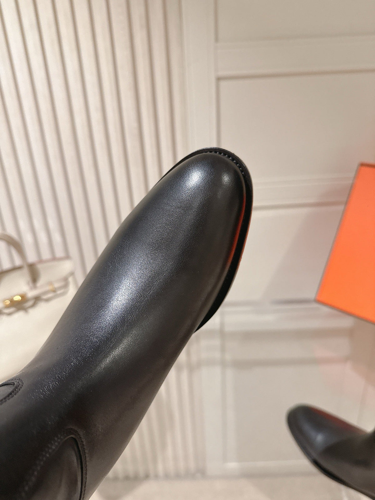 Hermes 2026 Over The Knee Boot Black Leather With Silver Buckle