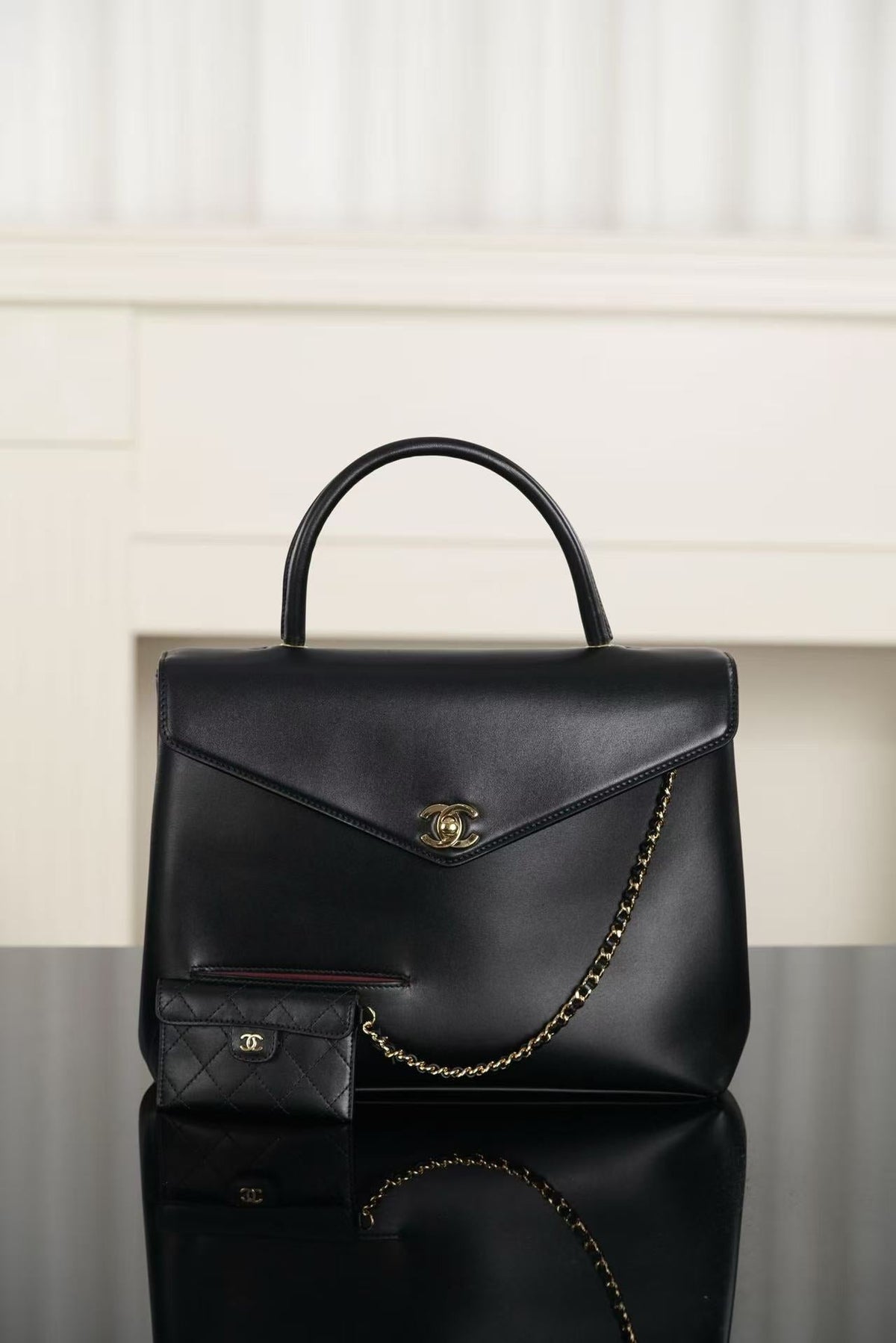 Chanel 2026 Maxi Top Handle Bag 32cm Black Lambskin