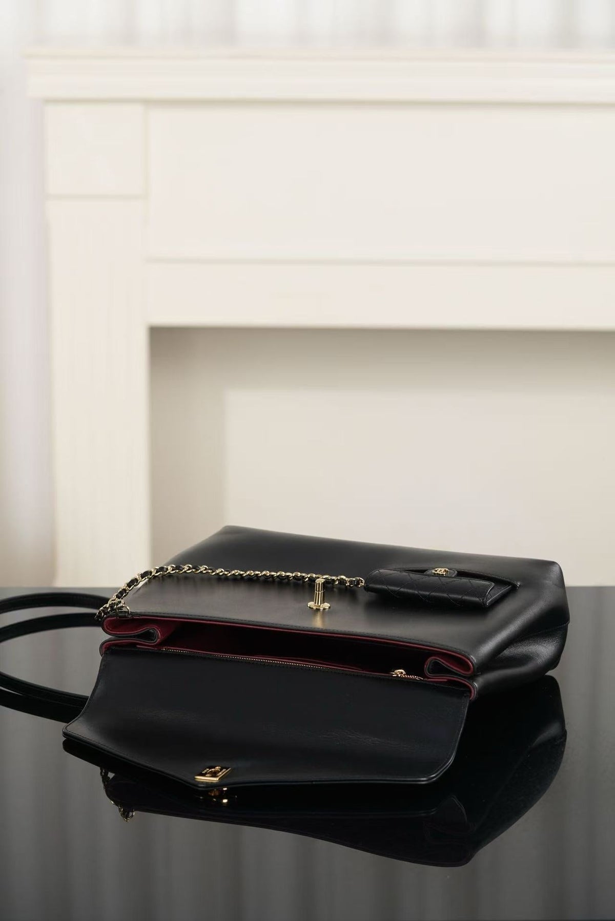Chanel 2026 Maxi Top Handle Bag 32cm Black Lambskin