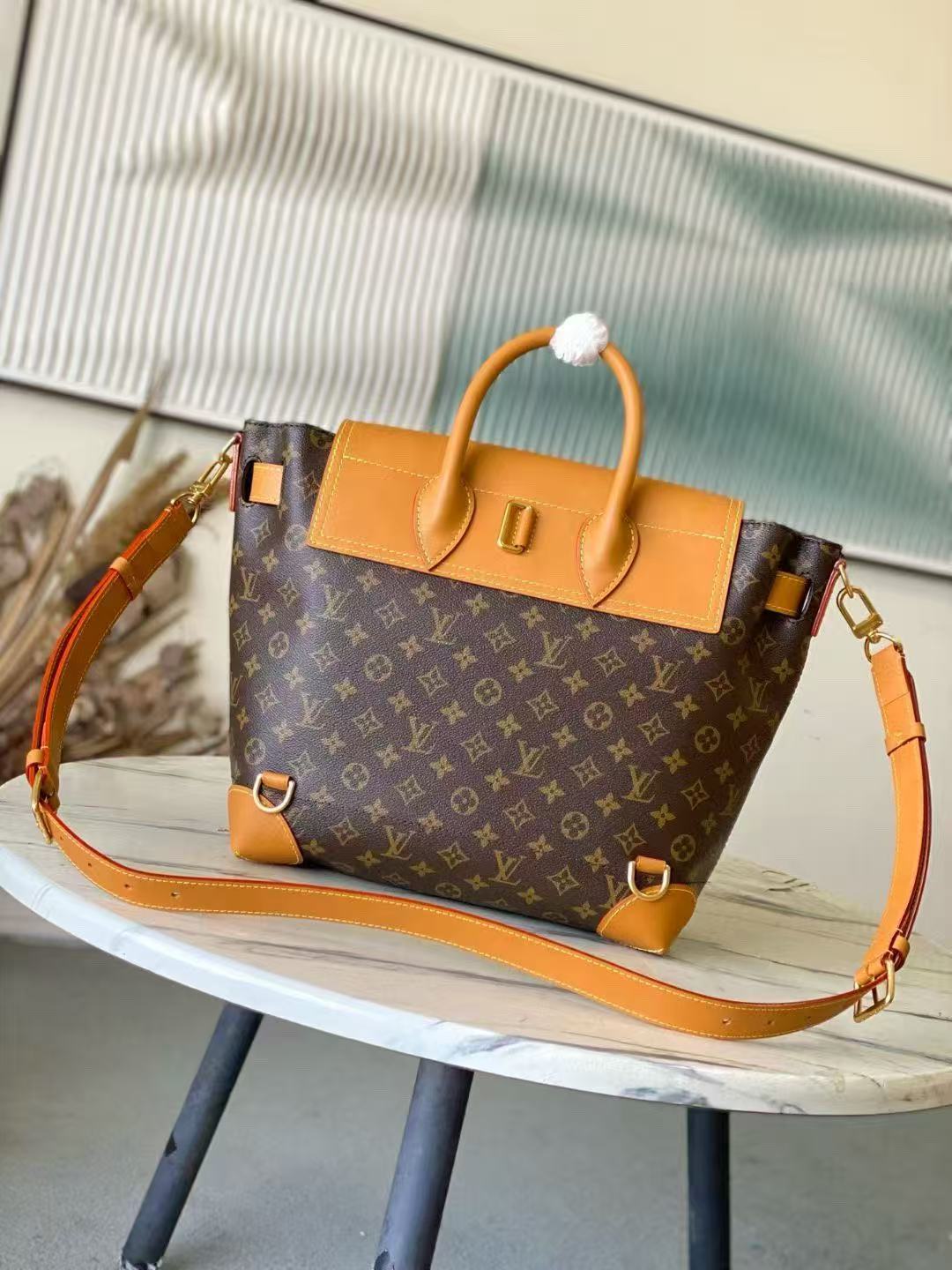 LV 2026 30-Pack Steamer Bag 33cm Brown Canvas Cowhide