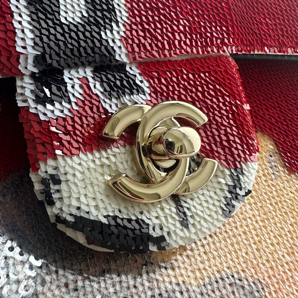 Chanel 2026 Flap Bag 32cm Red Mix Colors Sequin Leather