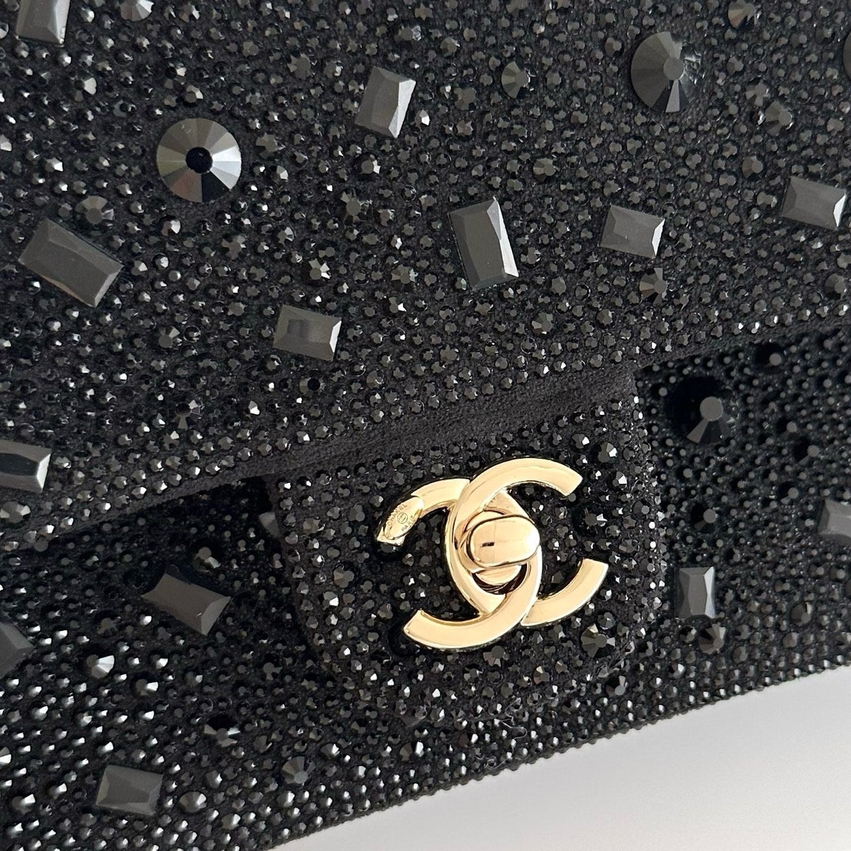 Chanel 2026 Bag 21cm Black And Silver Strass Leather