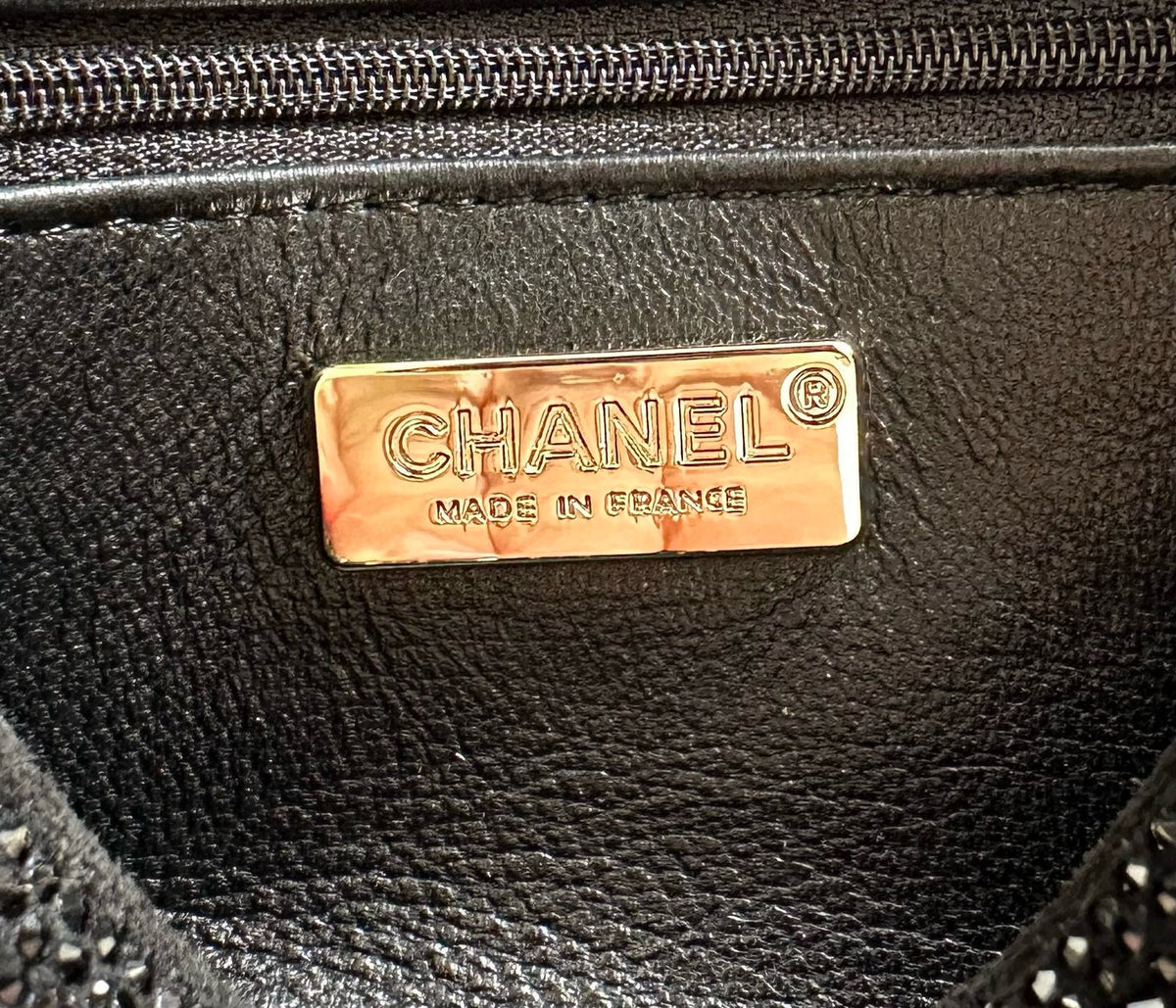 Chanel 2026 Bag 21cm Black And Silver Strass Leather