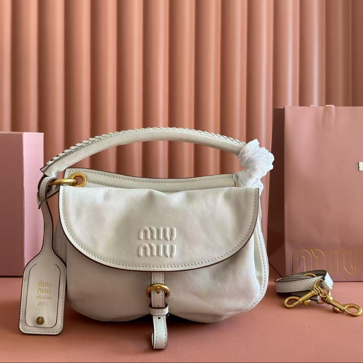 MiuMiu 2026 Rendez-vous Bag 26 Chalk White Leather