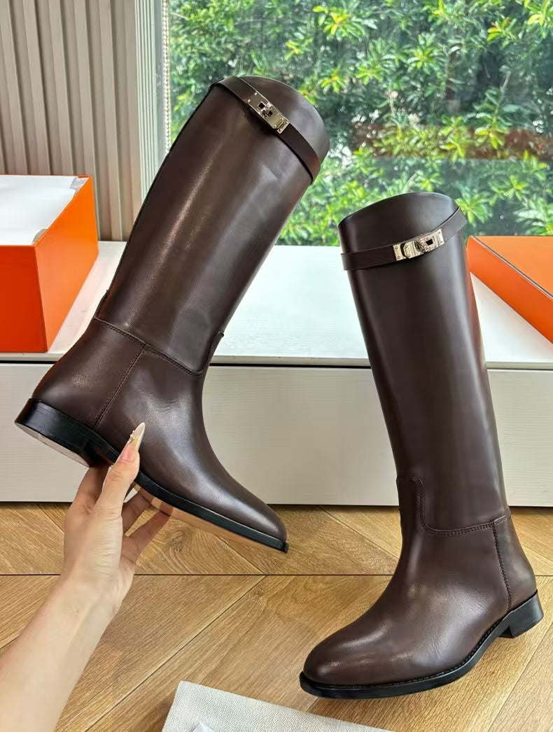 Hermes 2026 Jumping Boots Dark Brown Leather