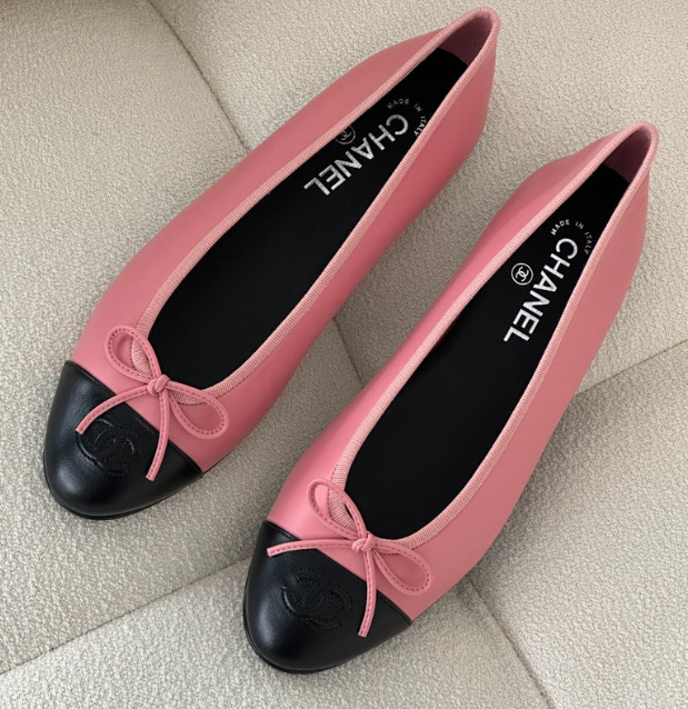 Chanel 2026 Ballet Flat Pink Black Lambskin