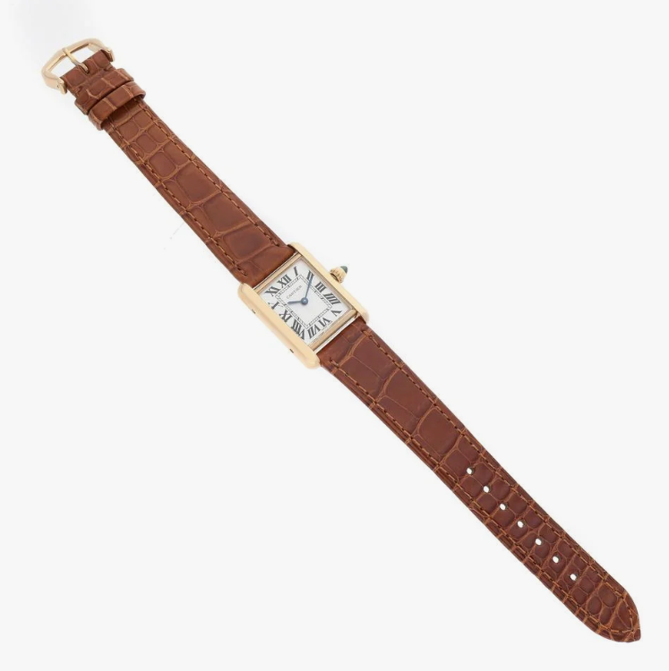 Cartier Tank Louis Gold Case Brown Leather