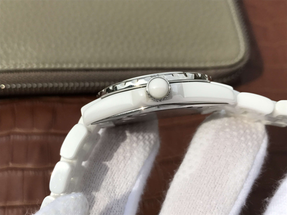 J12 WHITE CERAMIC 33MM BLUE NUMERALS