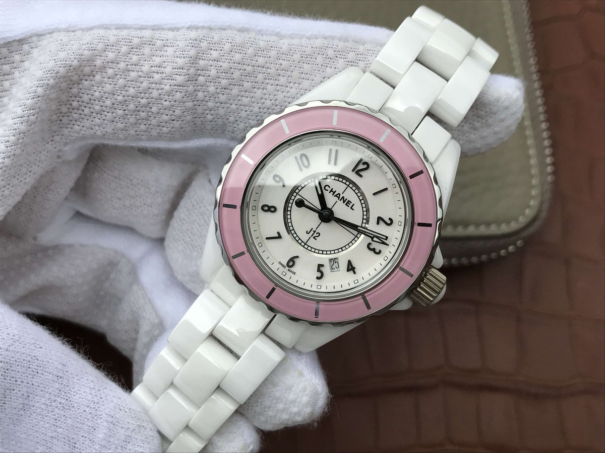 J12 PINK BEZEL ARABIC NUMERALS 33MM