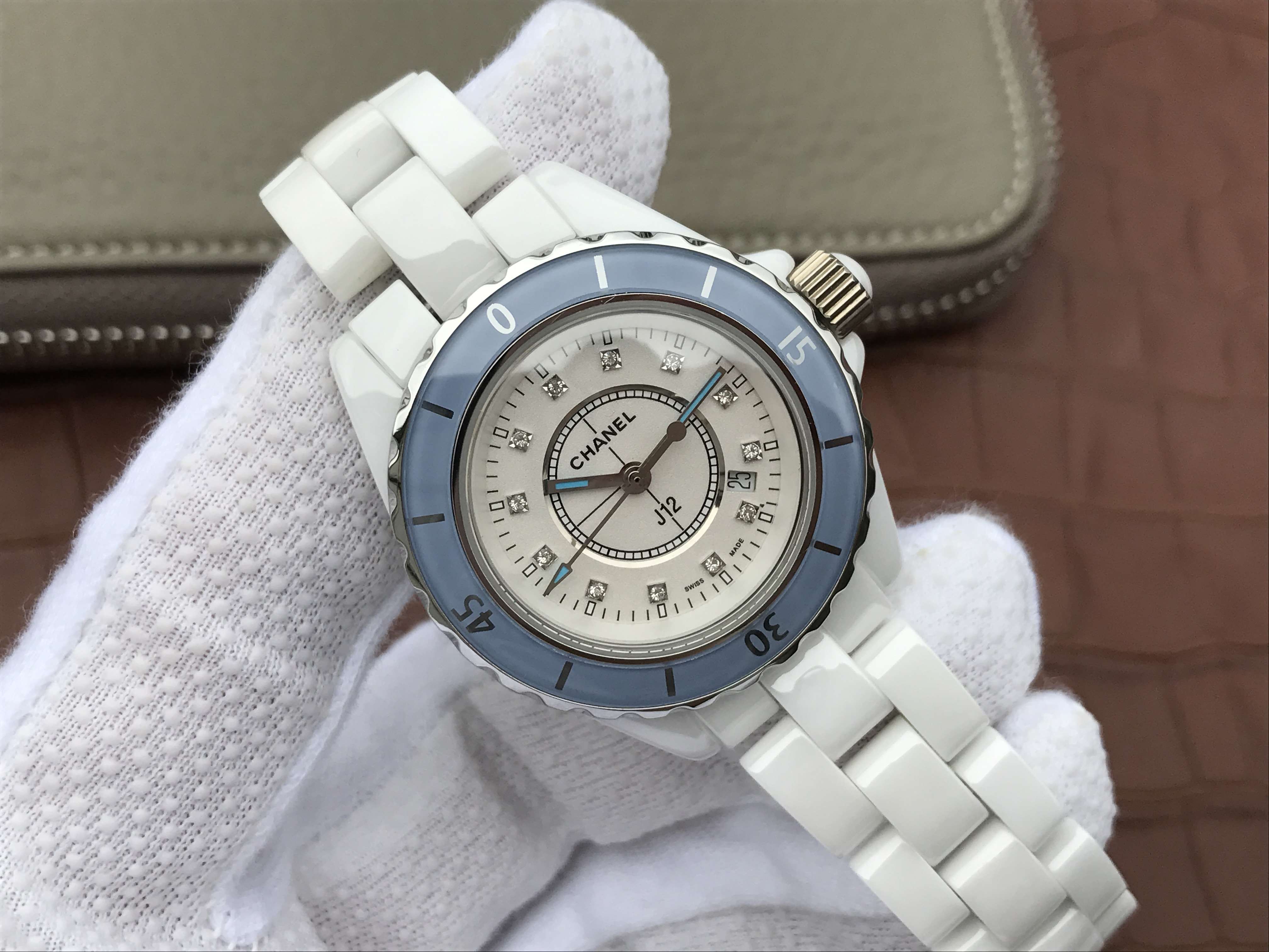 J12 BLUE BEZEL DIAMOND NUMERALS 33MM
