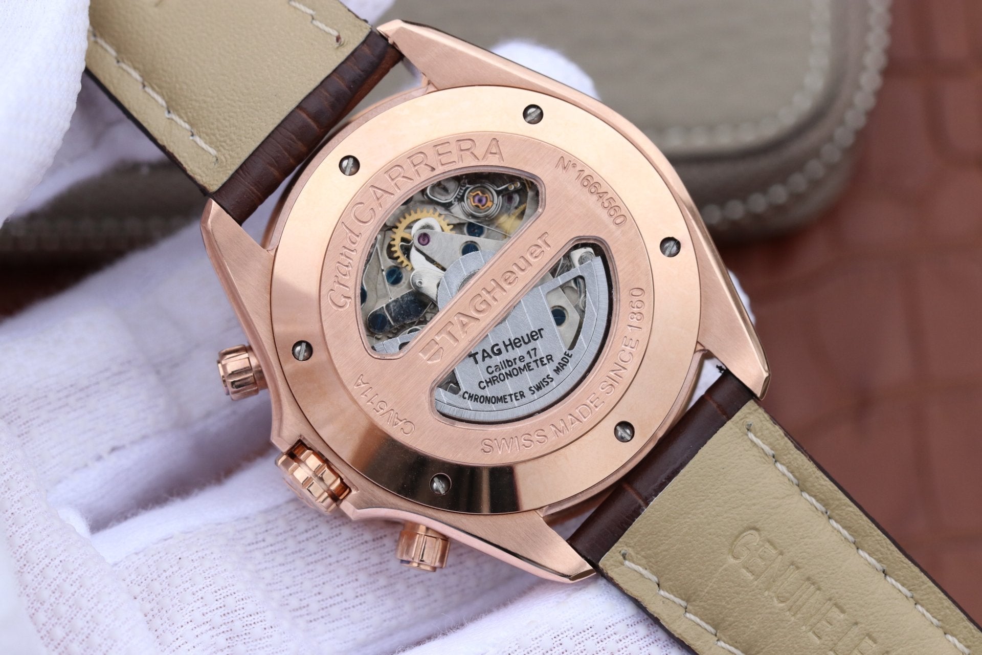 CARRERA CHRONOGRAPH 43 RED GOLD BROWN DIAL