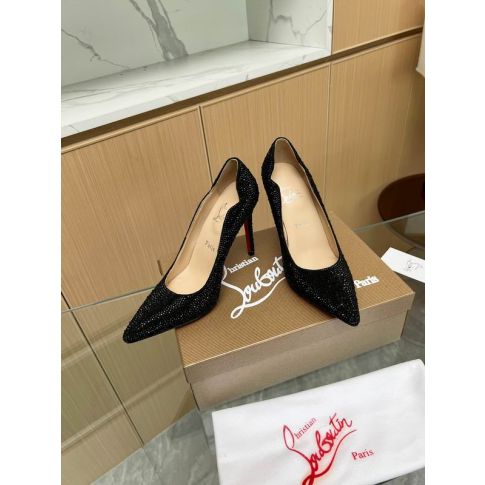 CL Hot Chick 100 Pumps Strass Embellished Leather Black
