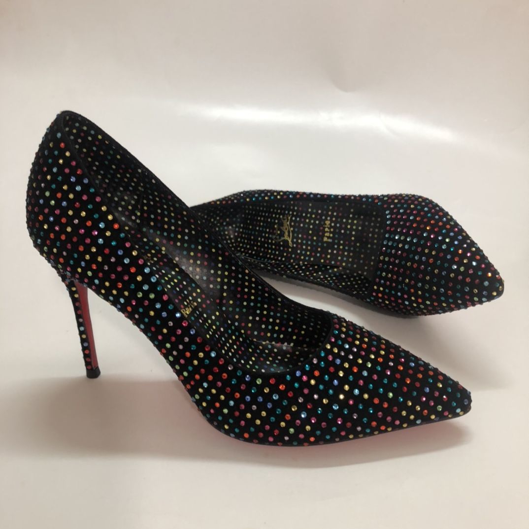 CL Kate Strass Pumps Suede Multicolor