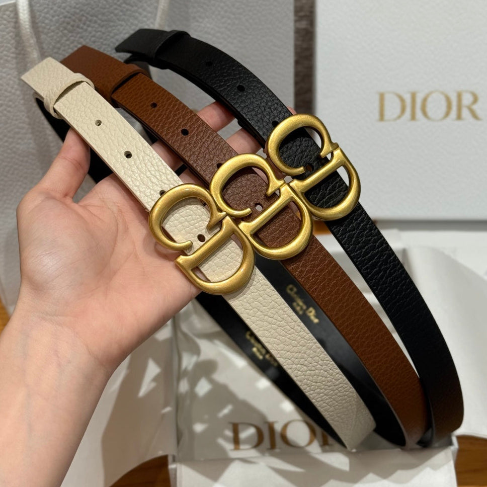 Dior 2026 Saddle Gold Buckle Belt 20mm Cowhide