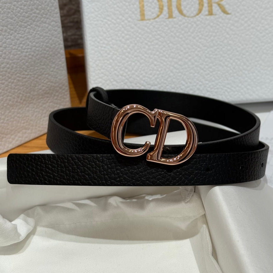Dior 2026 Saddle Rose Gold Buckle Belt 20mm Cowhide