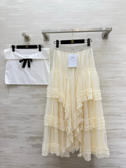 Chanel 2026 Polka Dot Mesh Cake Skirt with Layered Ruffles 377534