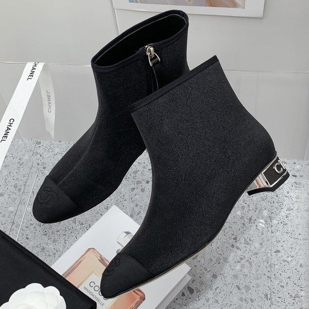 Chanel 2026 Cap-Toe Ankle Boots 30mm Glitter Fabric 162135