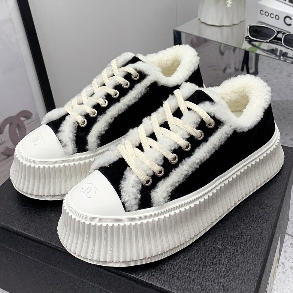 Chanel 2026 Platform Sneakers Suede Wool 162256