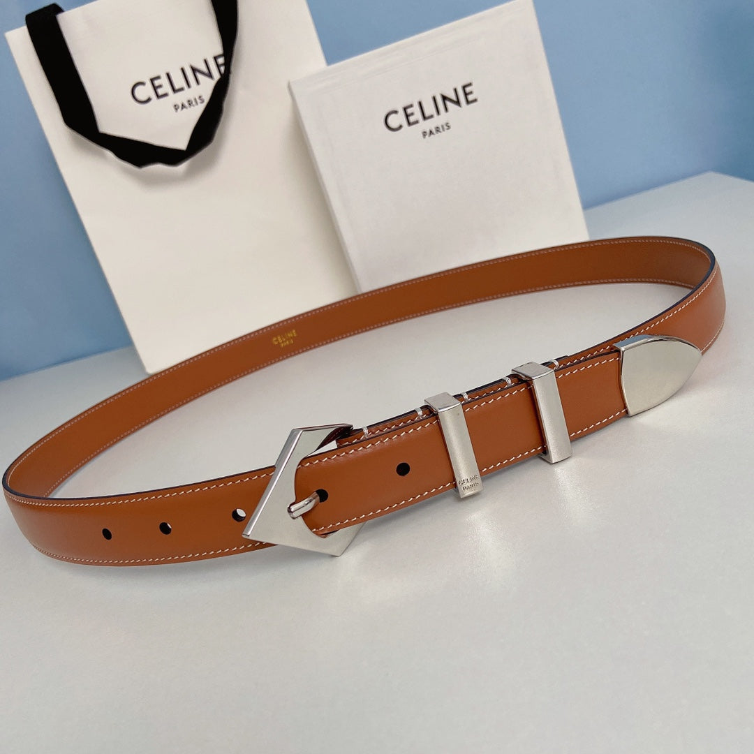 Celine 2026 Western Arrow Buckle Belt 25mm Leather 188882