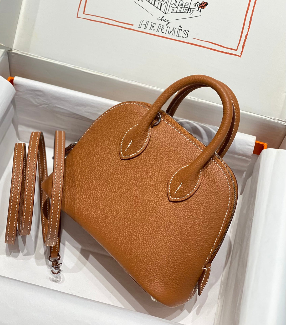 High-end Hermes 2026 Bolide Bowling Bag 18cm Evercolor Leather 1