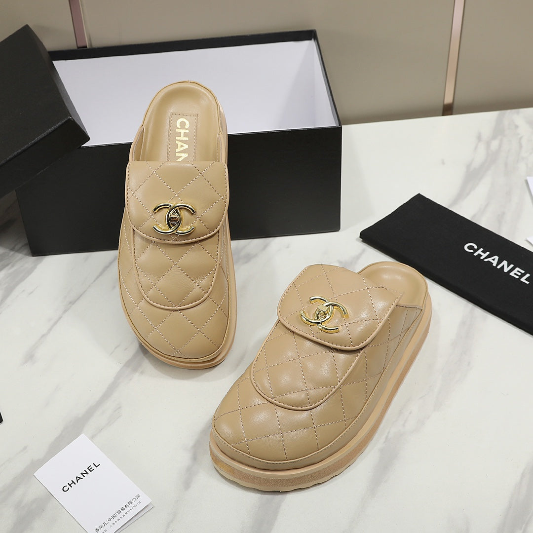 CC Dad Sandal Mule Quilted Calfskin