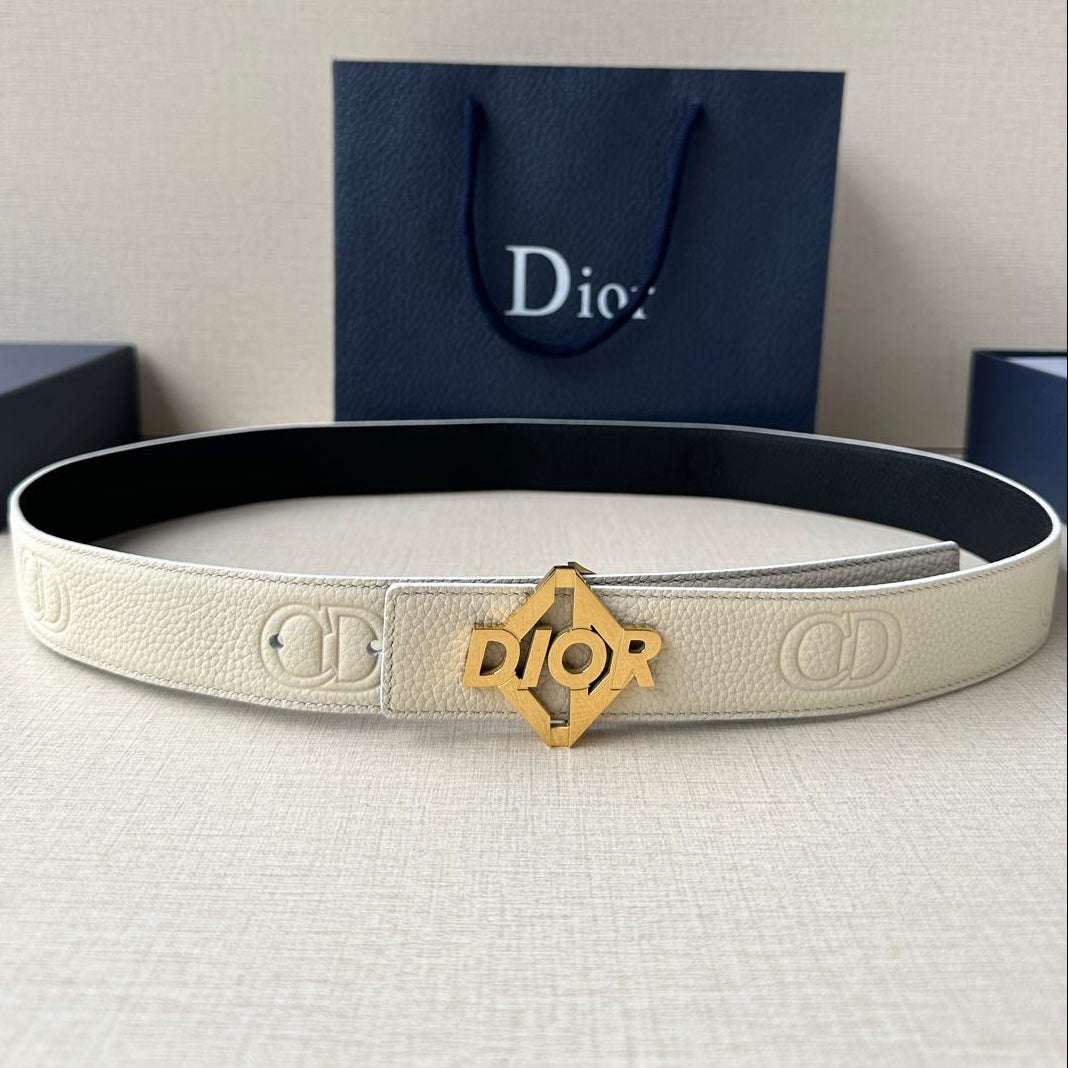 Dior 2026 CD Logo Buckle Belt 35mm Cowhide