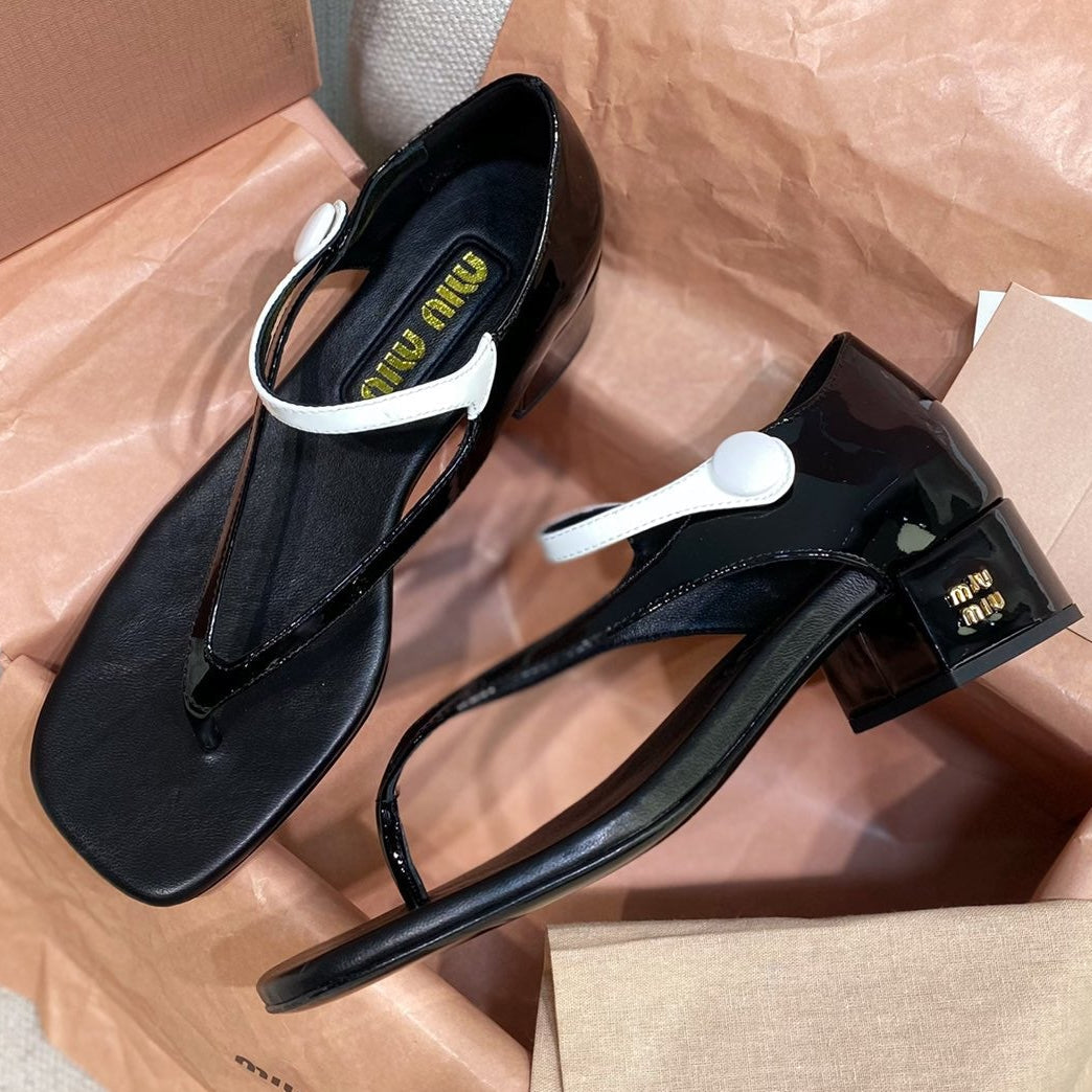 Miu Miu 2026 Thong Sandals 40mm Patent Leather 155474