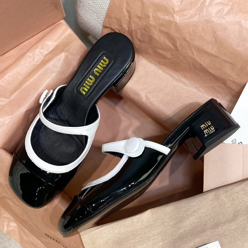 Miu Miu 2026 Cross-Strap Mule 40mm Patent Leather 155470