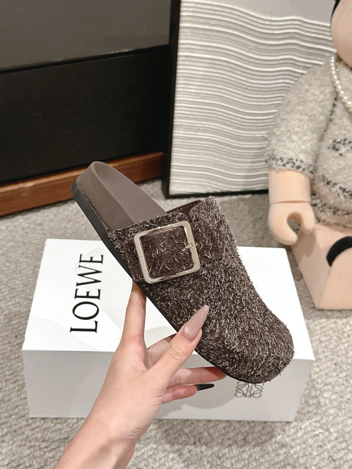 Loewe 25 Ease Buckle Mule Mutilcolor Suede