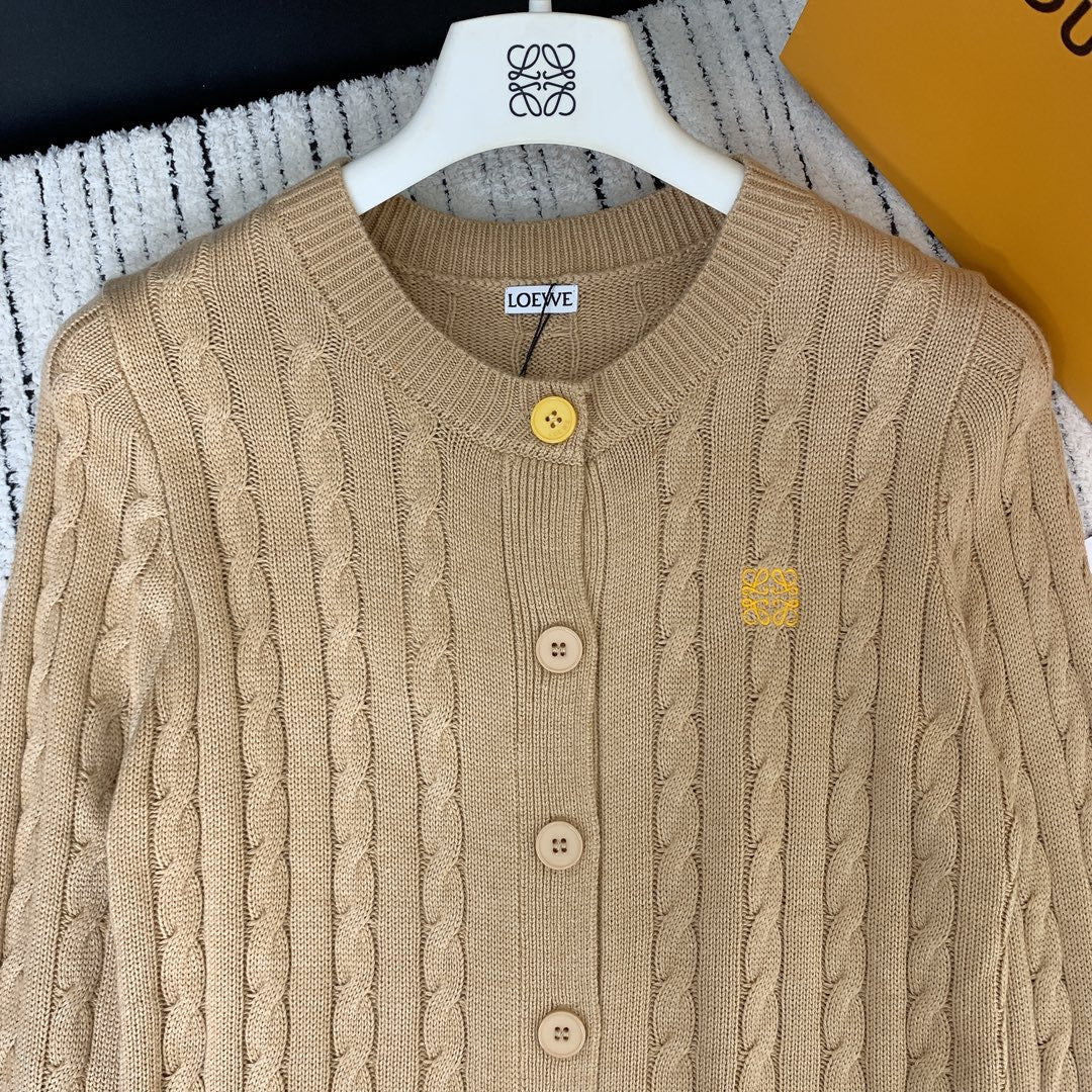 Loewe 2025 Knitted Embroidered Logo Button-Up Cardigan Wool 289130