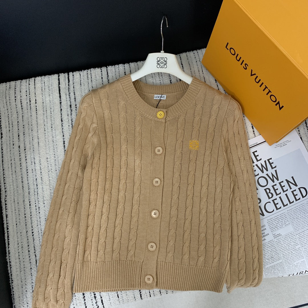 Loewe 2025 Knitted Embroidered Logo Button-Up Cardigan Wool 289130