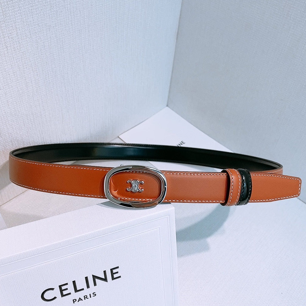 Celine 2026 Triomphe Classic Reversible Belt 25mm Leather 191084