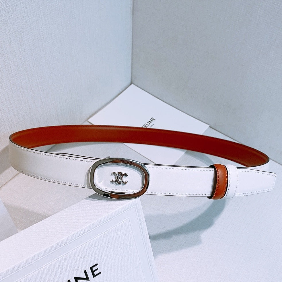 Celine 2026 Triomphe Classic Reversible Belt 25mm Leather 191084