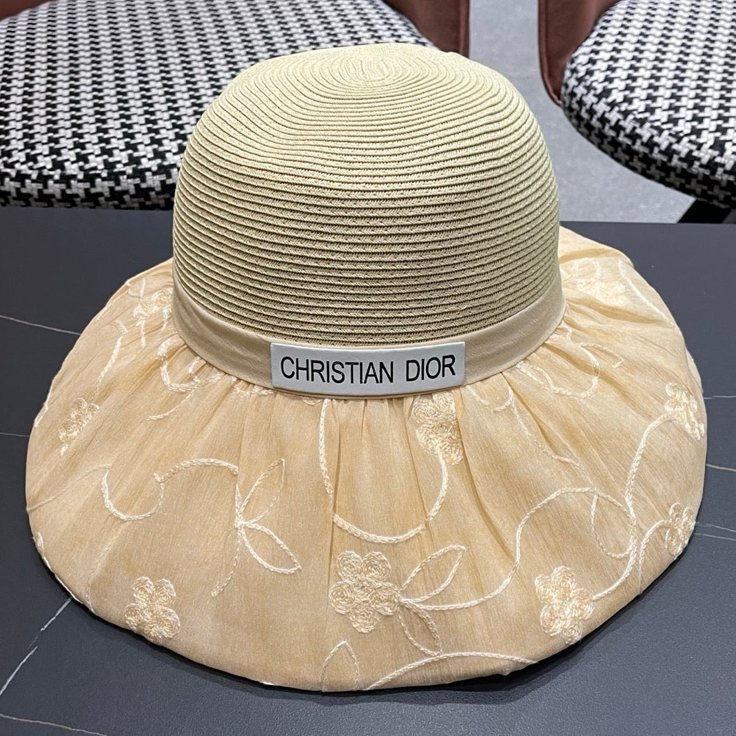 Dior Straw Bow Bucket Hat 497554