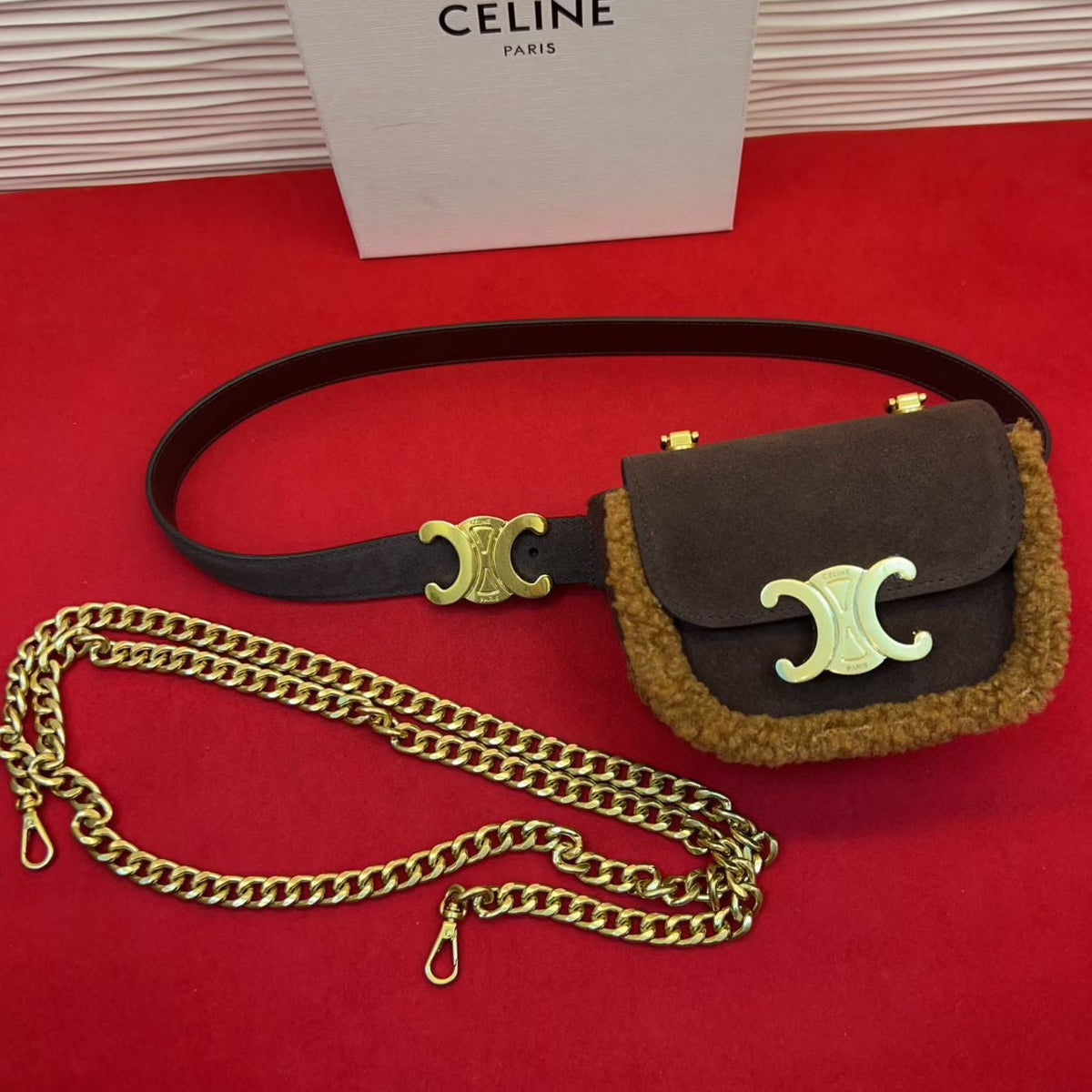 Celine 2026 Triomphe Belt Bag 13mm Suede
