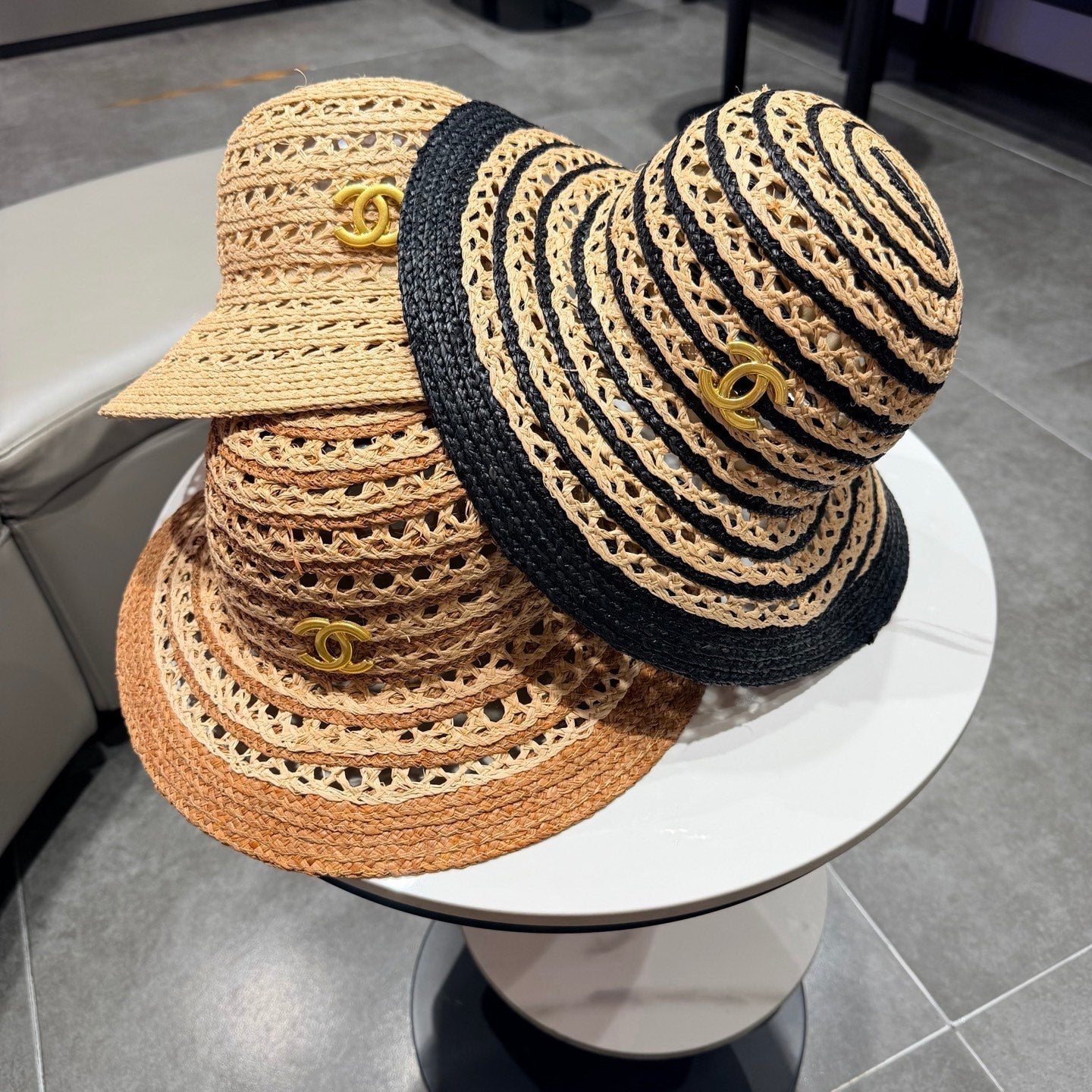 Chanel Hollowed-out Bow Straw Hat