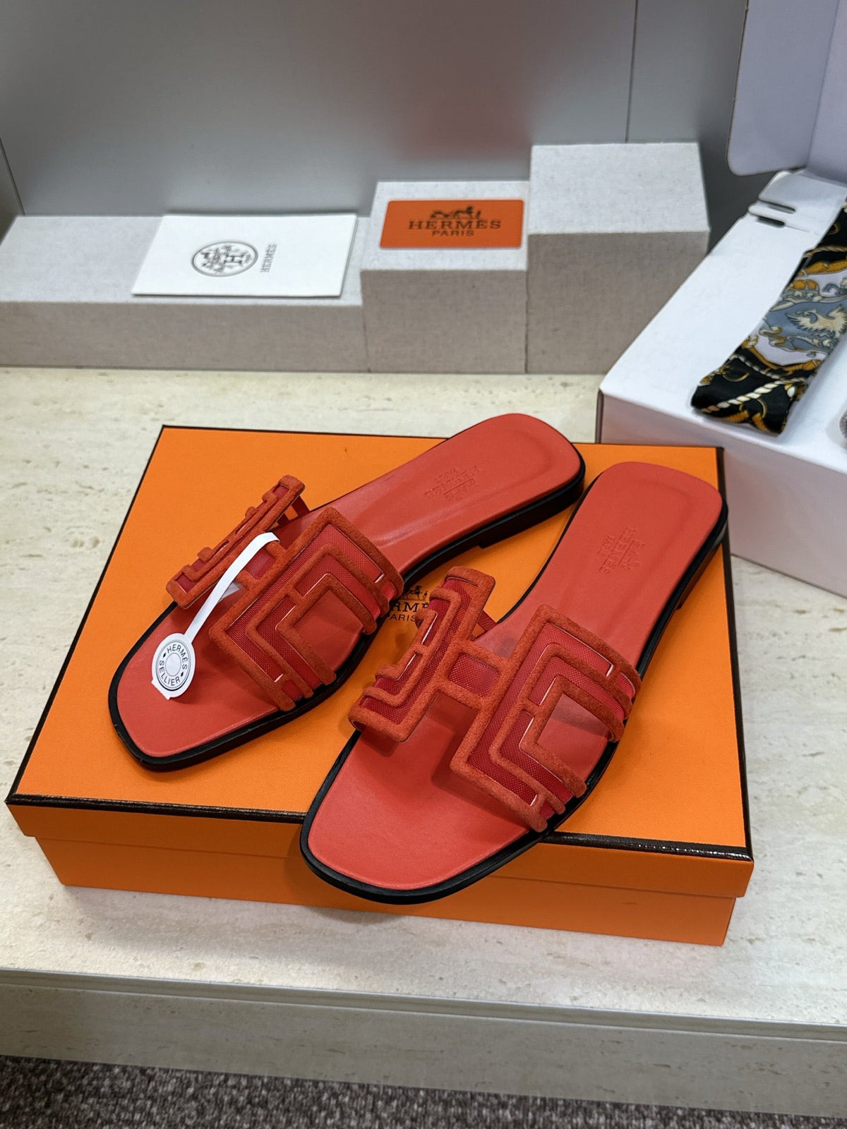 Hermes 2026 Oran Sandal Suede Mesh 898415