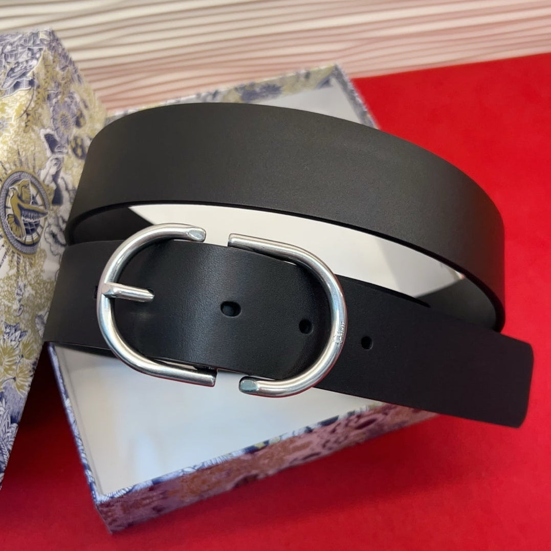 Dior 2026 Oval Buckle Belt 35mm Leather
