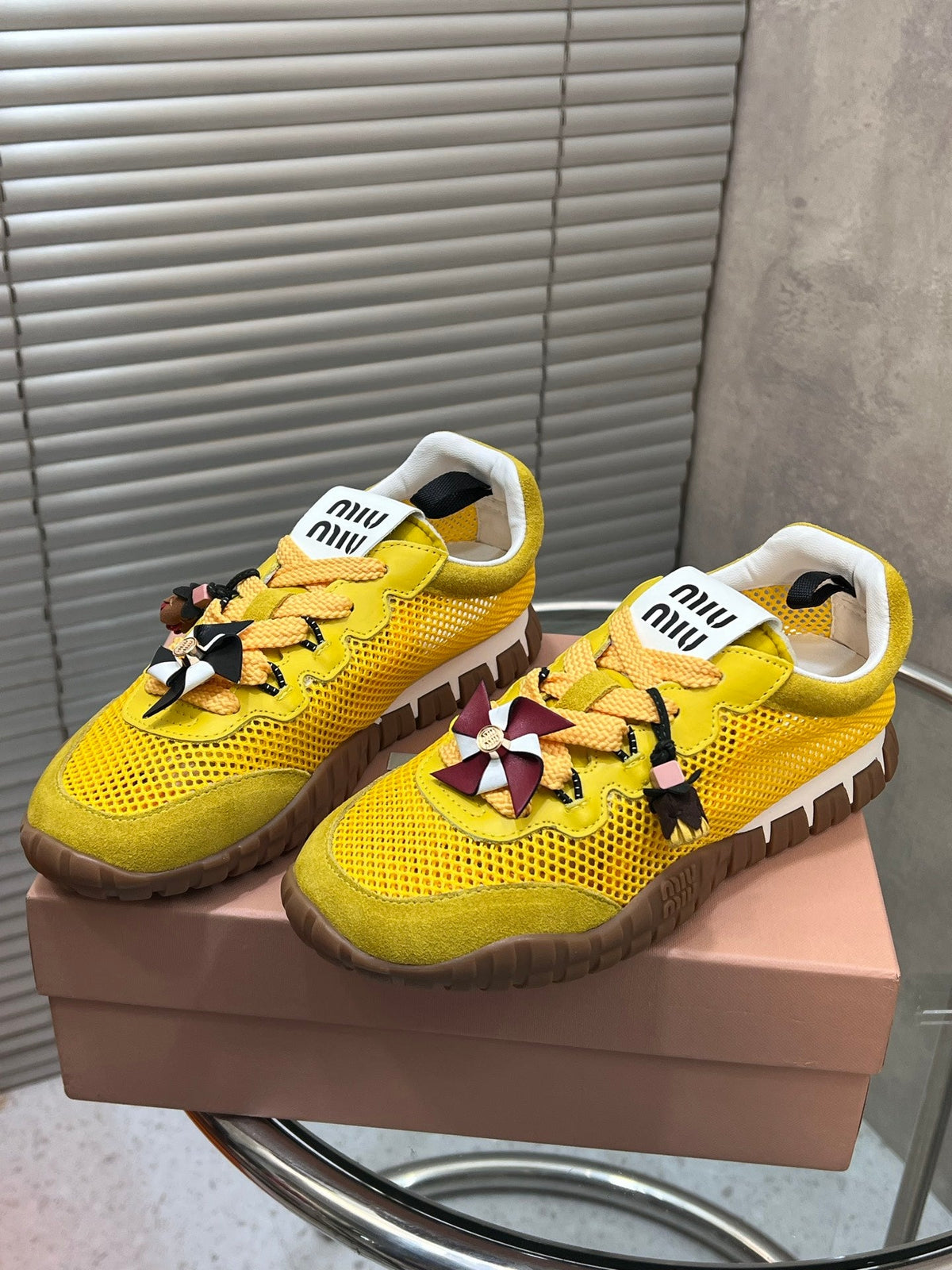 Miumiu 2026 Tyre Sneakers Mesh Suede Leather 952934