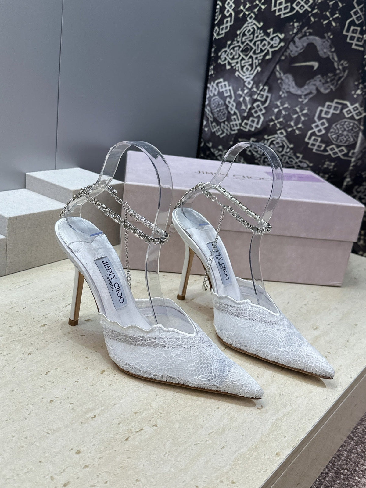 Jimmy Choo 2026 Saeda Crystal Lace Pumps 105mm Mesh 959927