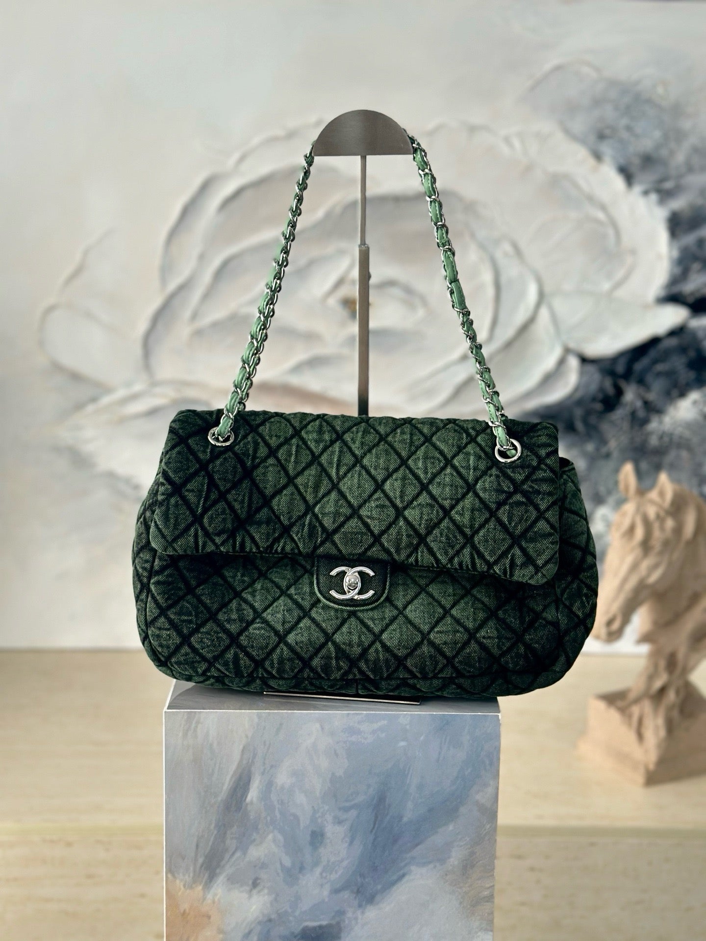 Chanel 2026 Quilted Denimpressions Flap Bag Denim Leather