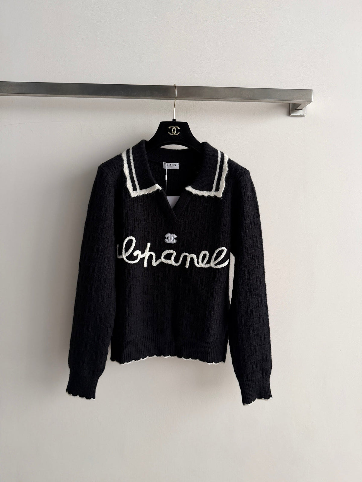 Chanel 2026 Embroidered Knit Polo Shirt Wool 417722