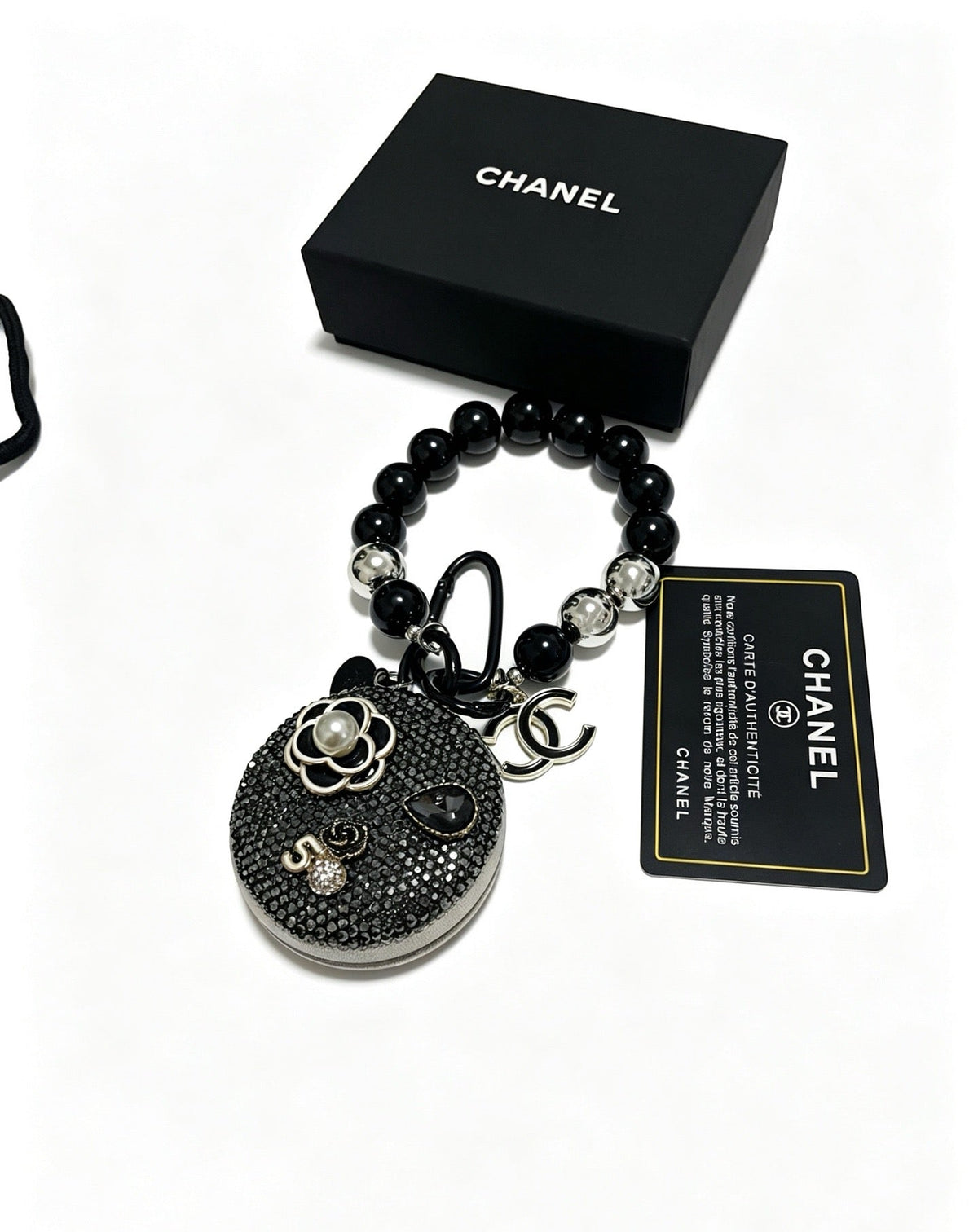 Chanel Rhinestone Camellia Mirror Charm